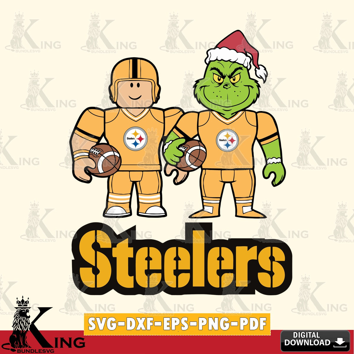 Pittsburgh Steelers Roblox & Grinch Football SVG file , Cricut, NFL  File cut , Digital Download , PDF File