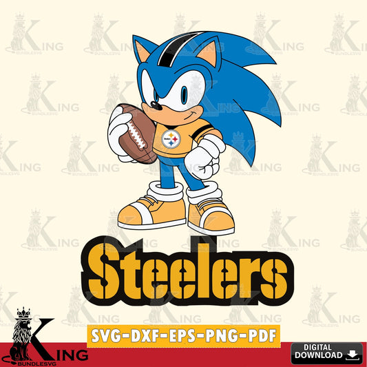 Unique artwork depicting Pittsburgh Steelers Sonic Game Day Ready, a digital file for silhouette cameo and cricut projects