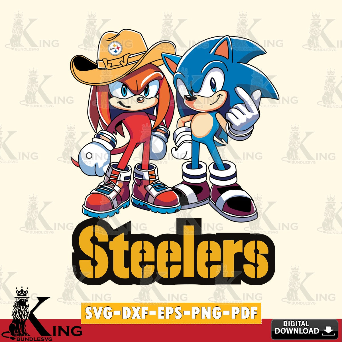 Pittsburgh Steelers Sonic & Knuckles Football Mascot SVG file, Vector , Digital Download , PDF File , Instant Download
