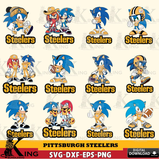 Pittsburgh Steelers Sonic & Knuckles NFL FootballBundle SVG file, Vector , Digital Download , PDF File , Instant Download