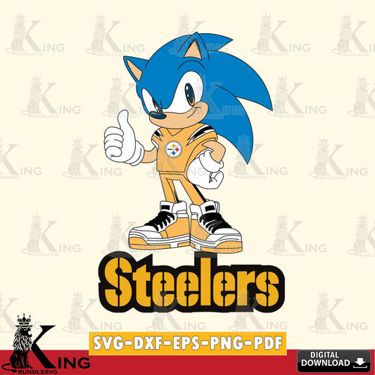 Detailed illustration of Pittsburgh Steelers Sonic Like Football crafting file for iron-on transfer and vinyl decals