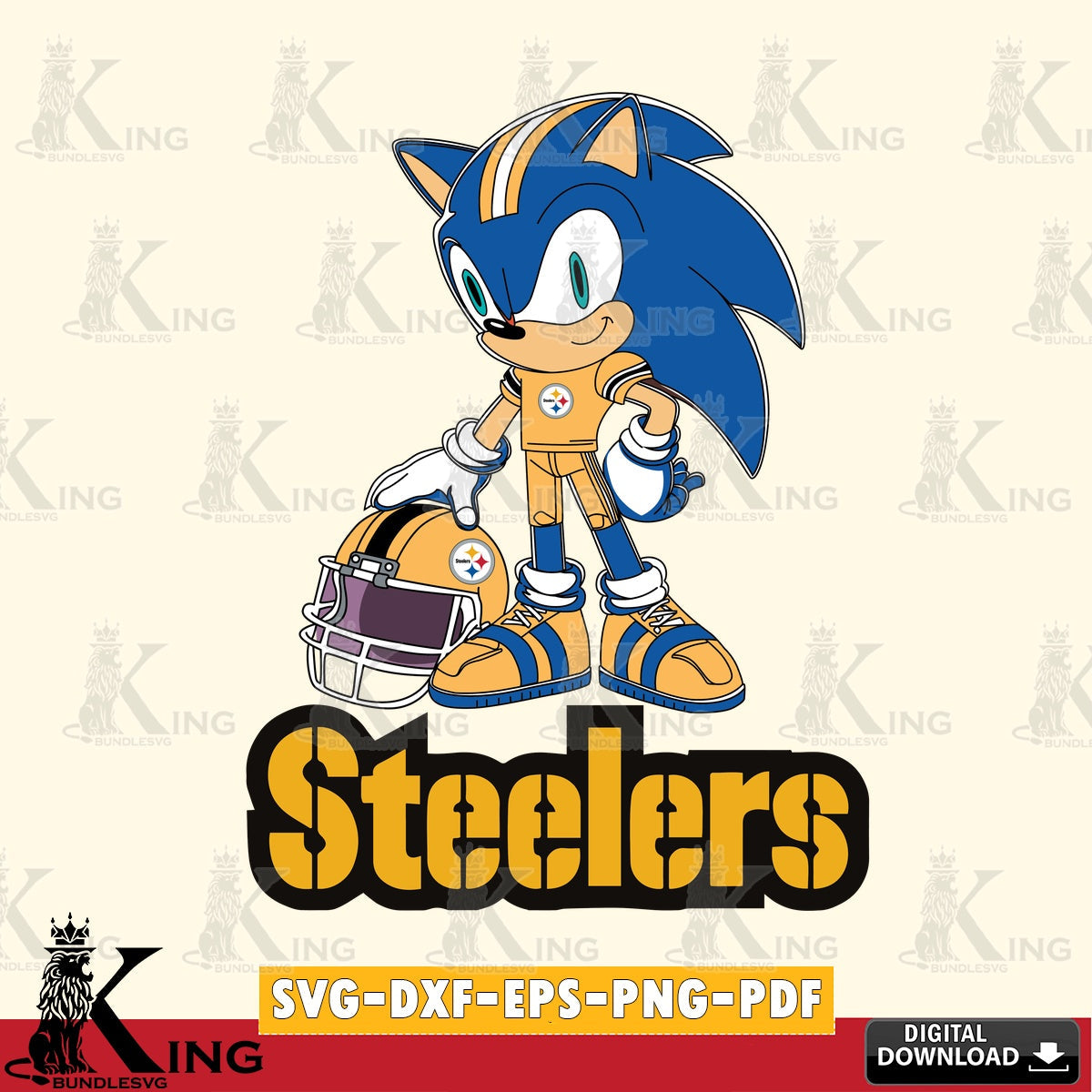 Printable art of Pittsburgh Steelers Sonic Player Football SVG PNG design suitable for Glowforge and laser cutting