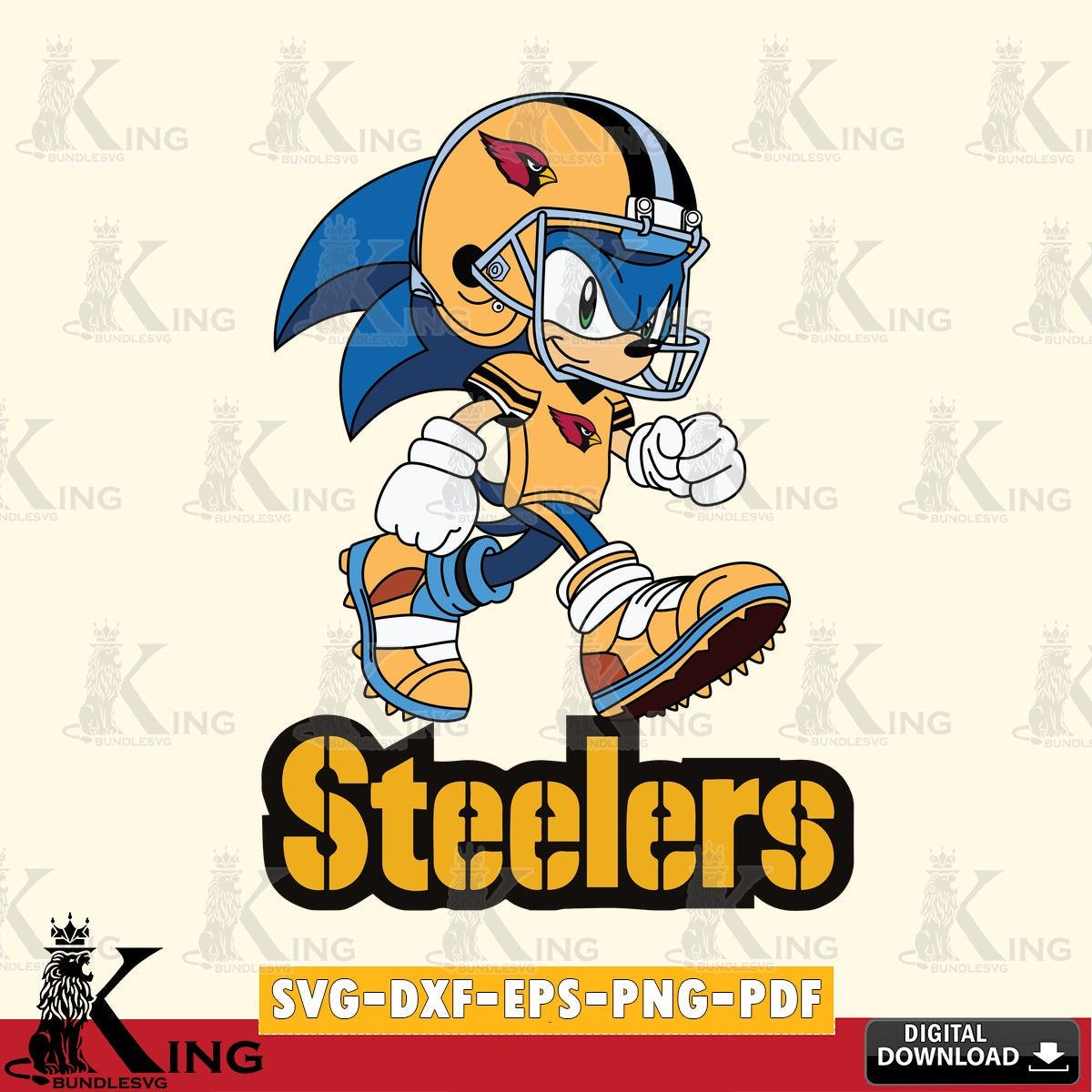 Vector design showing Pittsburgh Steelers sonic ready football, printable vector design for sublimation and crafts