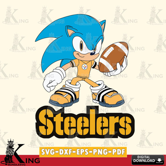 Creative design featuring a Pittsburgh Steelers Sonic Rugby crafting file for iron-on transfer and vinyl decals