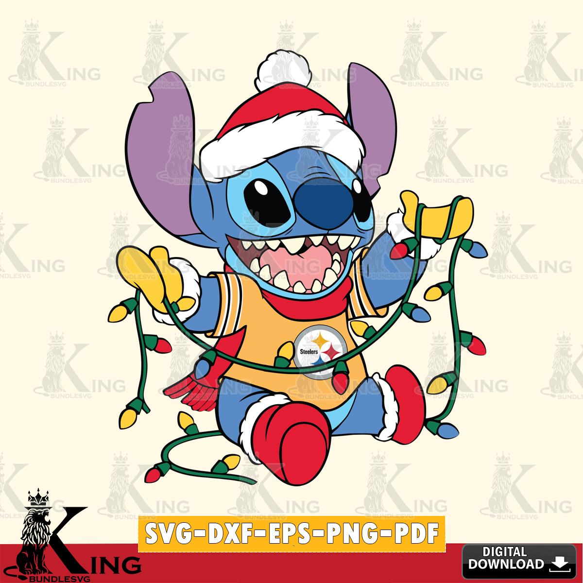 Pittsburgh Steelers Stitch Christmas Lights SVG, NFL for Cricut, Silhouette, Digital Download , file cut