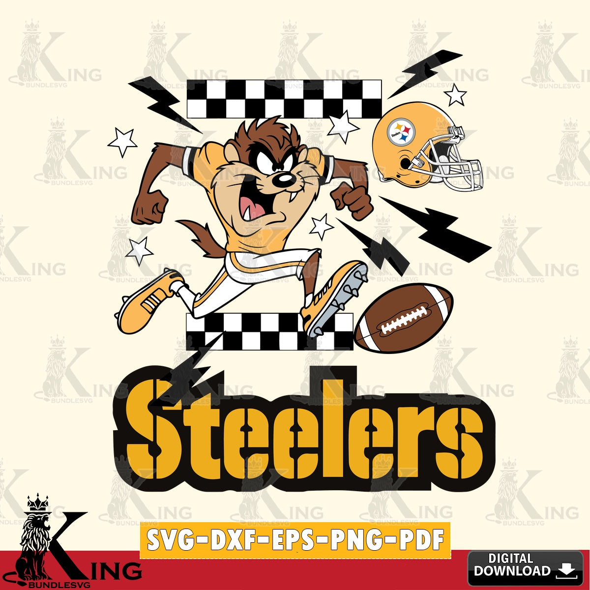 Pittsburgh Steelers Taz Football Lightning Cut file  , Digital Download , Instant Download, Looney Tunes svg, Football svg