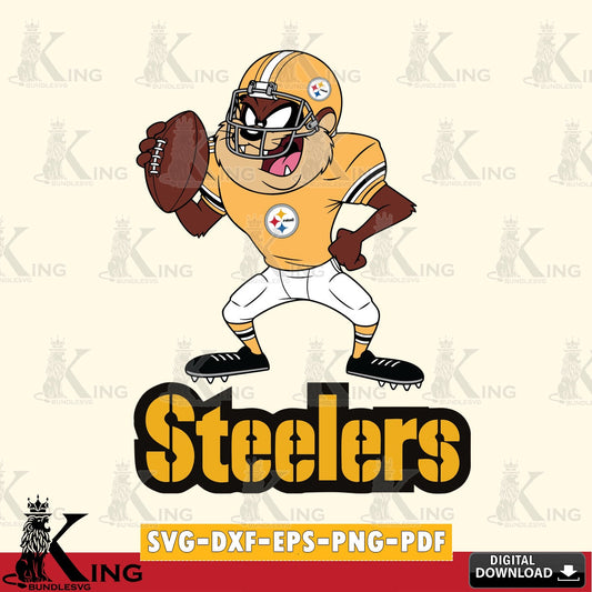 Pittsburgh Steelers Taz Football Player Cut file  , Digital Download , Instant Download, Looney Tunes svg, Football svg