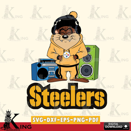 Pittsburgh Steelers Taz Hip Hop Cut file  , Digital Download , Instant Download, Looney Tunes svg, Football svg