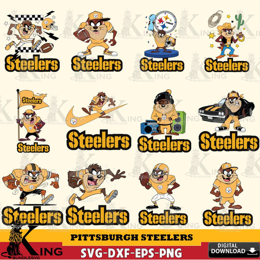 Pittsburgh Steelers Taz (Looney Tunes) Football NFL Bundle Cut file  , Digital Download , Instant Download, Looney Tunes svg, Football svg