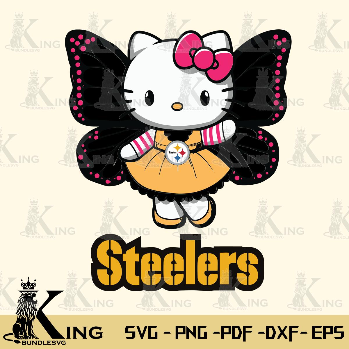 Pittsburgh Steelers Whimsical Kitty Wings Svg Eps Dxf Png File, Digital Download