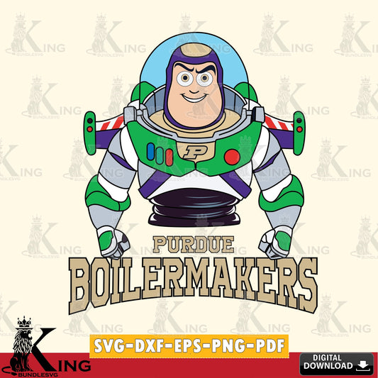 Eye-catching graphic of Purdue Boilermakers Buzz Lightyear Football, NCAA, vector art for engraving, cutting, and printing.