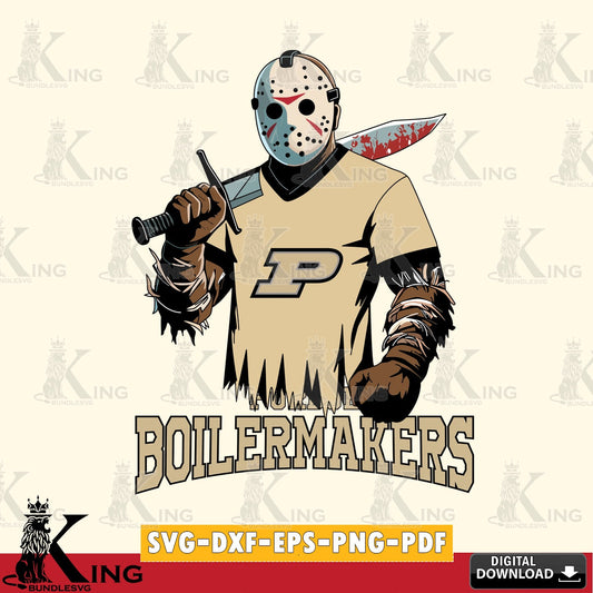 Detailed illustration of Purdue Boilermakers Jason Voorhees Football, versatile clip art for stickers, decals, and mugs.