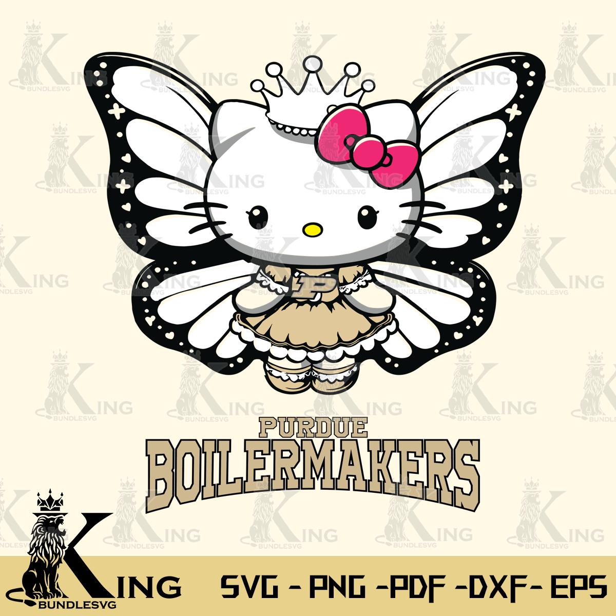 Purdue Boilermakers Kitty Wings & Flowers Svg Eps Dxf Png File, Digital Download