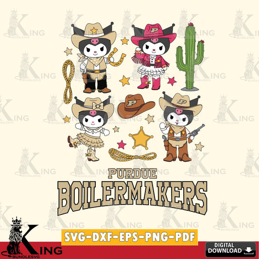 Purdue Boilermakers Kuromi Cowboy Western SVG file, Cricut, Cut file  , Digital Download , Instant Download, Sanrio svg, Clipart