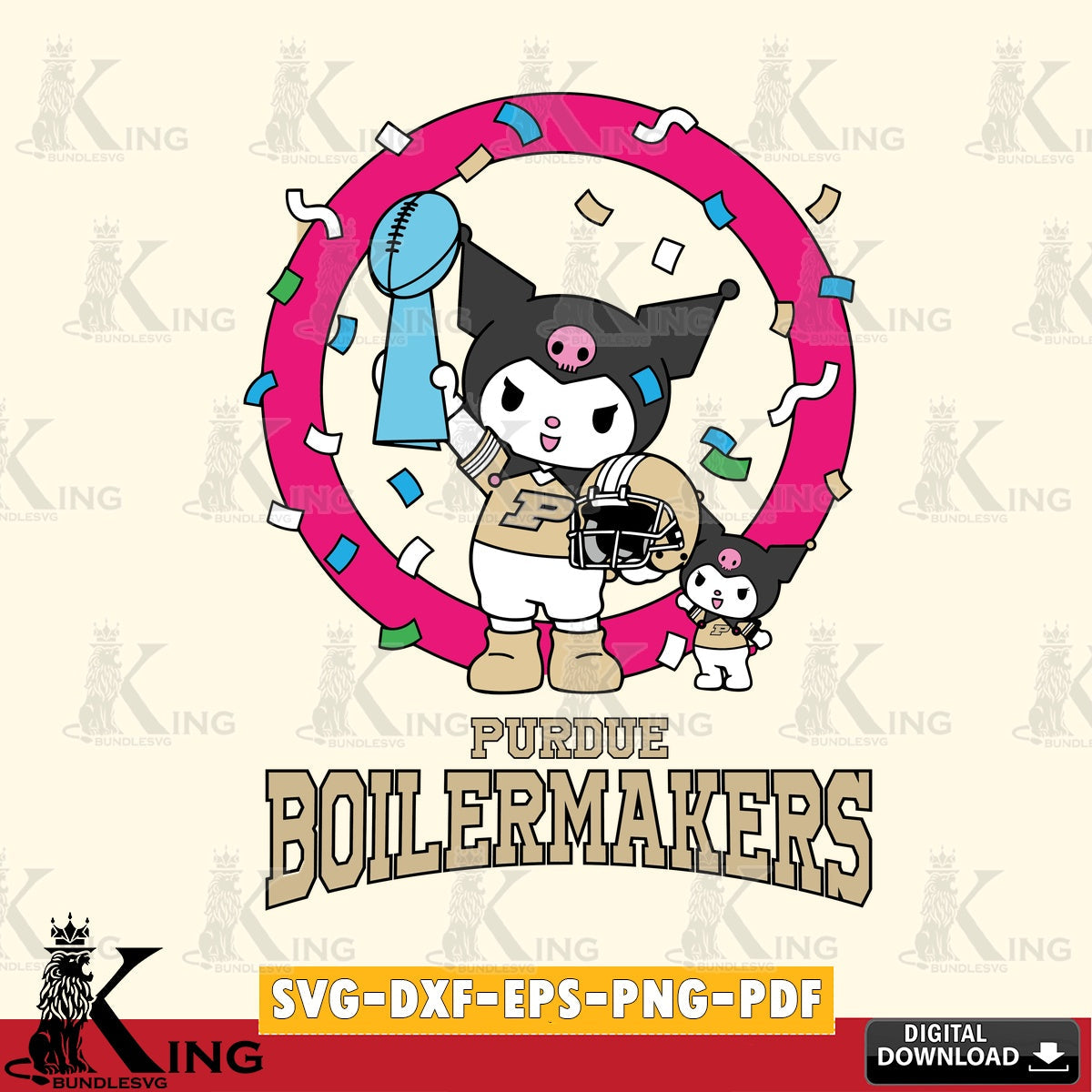 Purdue Boilermakers Kuromi Football Champion SVG file, Cricut, Cut file  , Digital Download , Instant Download, Sanrio svg, Clipart