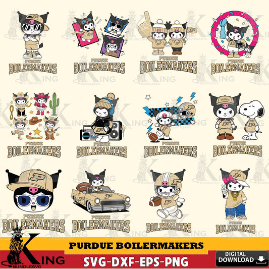 Purdue Boilermakers Kuromi Football Jersey NCAA Bundle SVG file, Cricut, Cut file  , Digital Download , Instant Download, Sanrio svg, Clipart