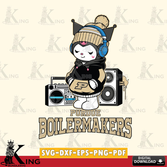 Purdue Boilermakers Kuromi Football Music SVG file, Cricut, Cut file  , Digital Download , Instant Download, Sanrio svg, Clipart
