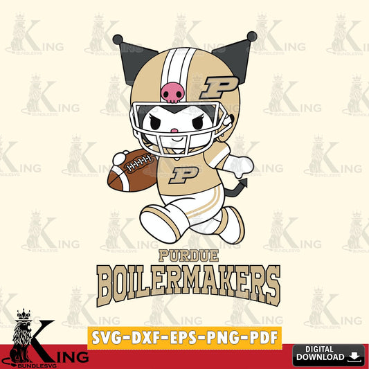 Purdue Boilermakers Kuromi Football Run SVG file, Cricut, Cut file  , Digital Download , Instant Download, Sanrio svg, Clipart