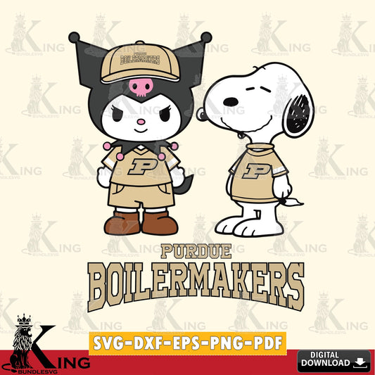 Purdue Boilermakers Kuromi Snoopy Football SVG file, Cricut, Cut file  , Digital Download , Instant Download, Sanrio svg, Clipart