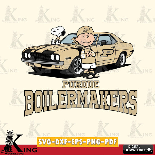 Purdue Boilermakers Peanuts Muscle Car SVG, Cricut, Cut file  , Digital Download , Instant Download, Peanuts svg, NCAA svg, Football svg, Sport svg