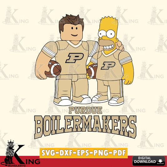 Purdue Boilermakers Roblox & Homer Simpson Football SVG file , NCAA Cricut,  File cut , Digital Download , PDF File
