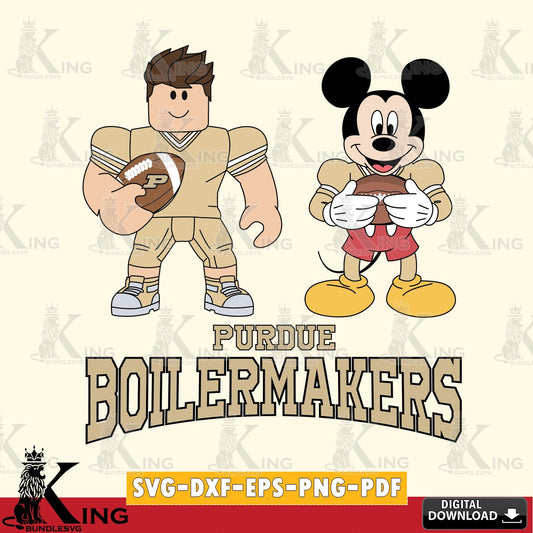 Purdue Boilermakers Roblox & Mickey Football SVG file , NCAA Cricut,  File cut , Digital Download , PDF File