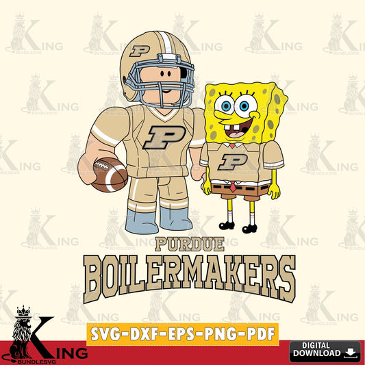 Purdue Boilermakers Roblox & Spongebob Football SVG file , NCAA Cricut,  File cut , Digital Download , PDF File