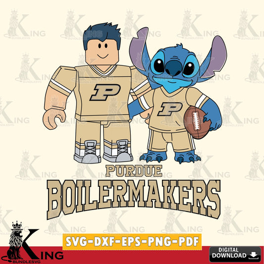 Purdue Boilermakers Roblox & Stitch Football SVG file , NCAA Cricut,  File cut , Digital Download , PDF File