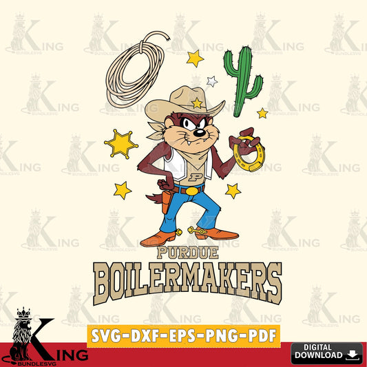 Purdue Boilermakers Taz Cowboy Western SVG file, Cut file  , Digital Download , Instant Download, Taz svg, NCAA svg