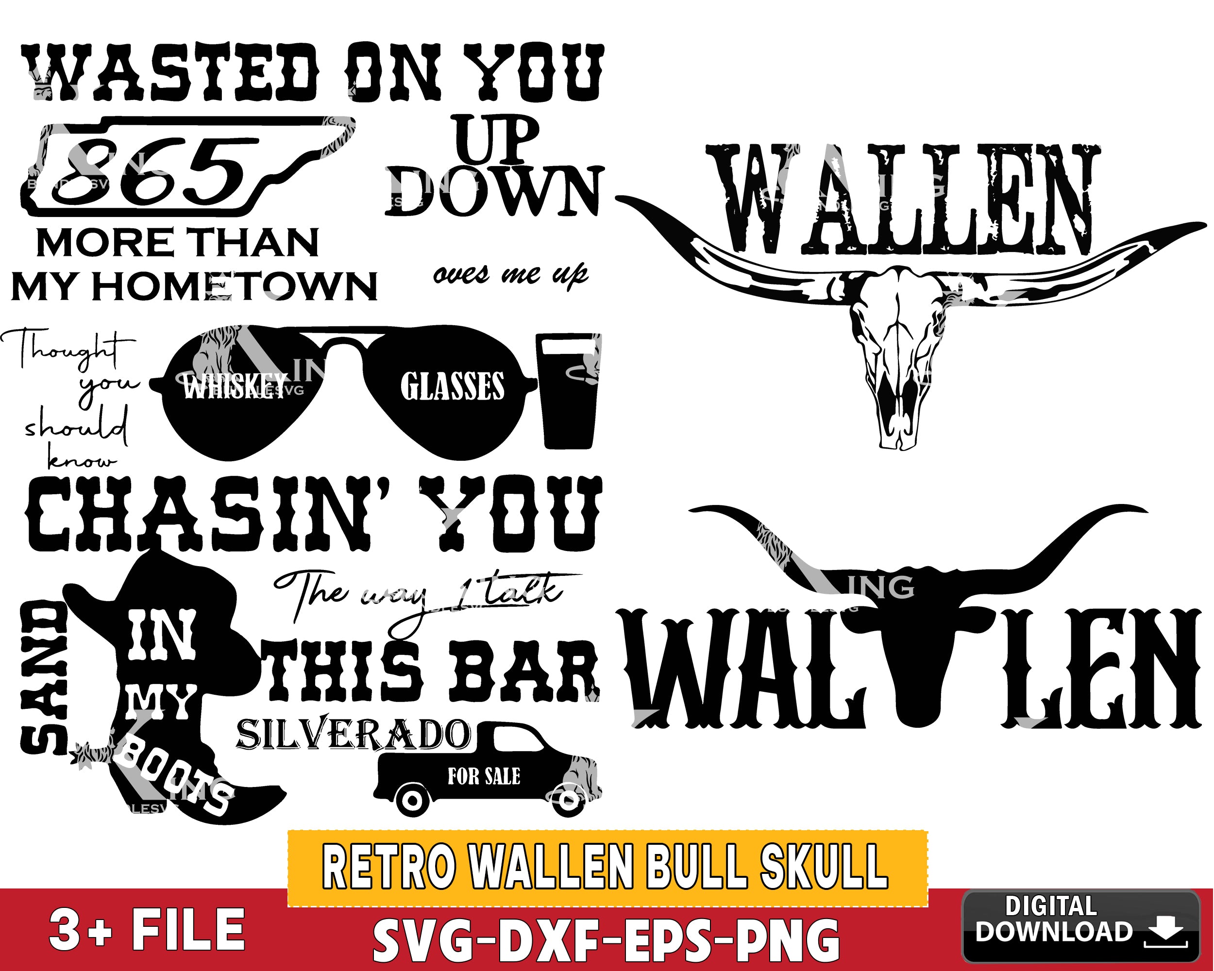 Retro Wallen Bull Skull PNG, Country Western SVG EPS PNG DXF , for Cri ...