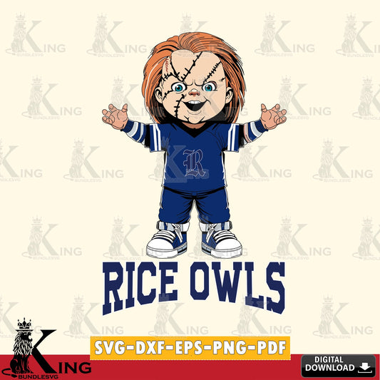 Digital clipart of Rice Owls Chucky Football NCAA design, SVG PNG files perfect for Cricut and Silhouette cutting