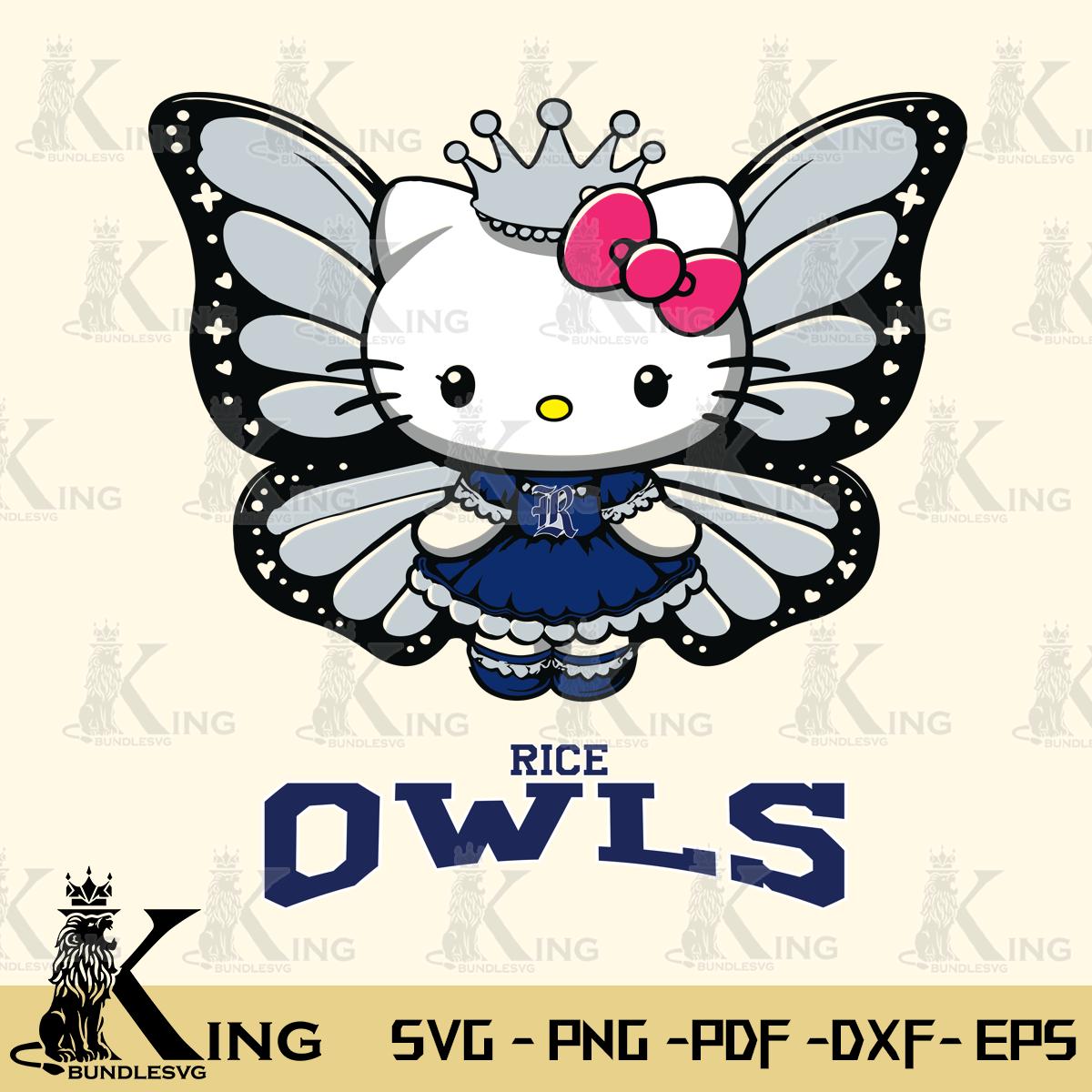 Rice Owls Kitty Wings & Flowers Svg Eps Dxf Png File, Digital Download