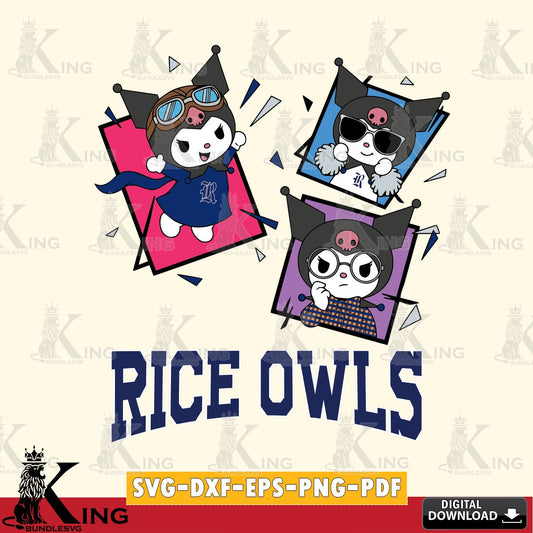 Rice Owls Kuromi Action Football SVG file, Cricut, Cut file  , Digital Download , Instant Download, Sanrio svg, Clipart