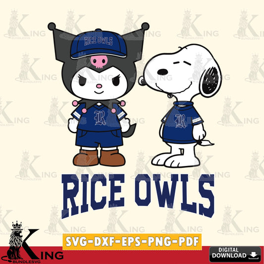 Rice Owls Kuromi Snoopy Football SVG file, Cricut, Cut file  , Digital Download , Instant Download, Sanrio svg, Clipart