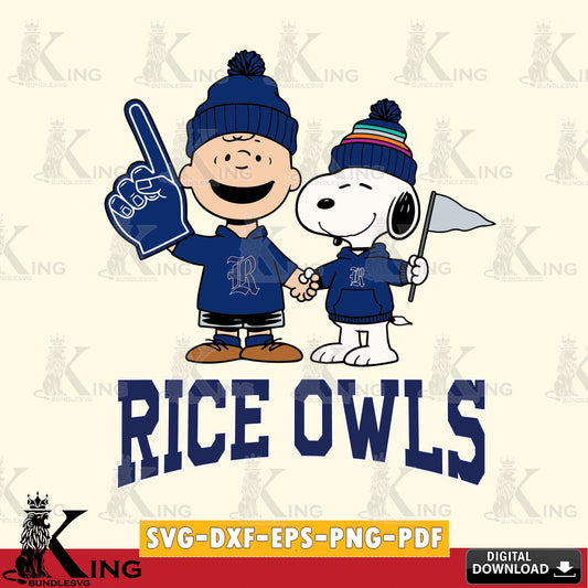 Rice Owls Peanuts Fan Gear SVG, Cricut, Cut file  , Digital Download , Instant Download, Peanuts svg, NCAA svg, Football svg, Sport svg
