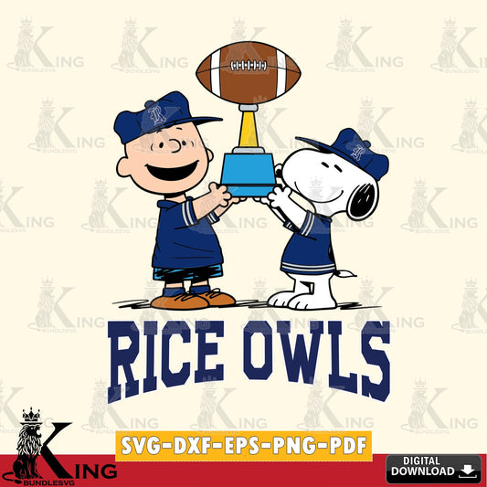 Rice Owls Peanuts Football Trophy SVG, Cricut, Cut file  , Digital Download , Instant Download, Peanuts svg, NCAA svg, Football svg, Sport svg