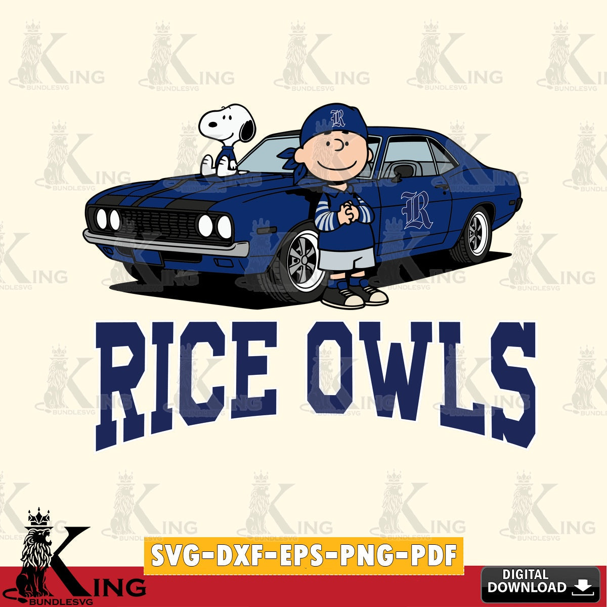 Rice Owls Peanuts Muscle Car SVG, Cricut, Cut file  , Digital Download , Instant Download, Peanuts svg, NCAA svg, Football svg, Sport svg