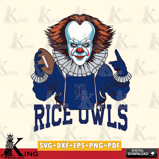 Stylish representation of Rice Owls Pennywise football player, cut file ideal for vinyl projects and T-shirt printing