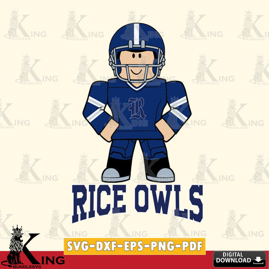 Rice Owls Roblox Cool Football SVG file , NCAA Cricut,  File cut , Digital Download , PDF File