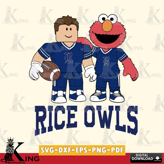 Rice Owls Roblox & Elmo Football SVG file , NCAA Cricut,  File cut , Digital Download , PDF File