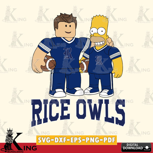 Rice Owls Roblox & Homer Simpson Football SVG file , NCAA Cricut,  File cut , Digital Download , PDF File