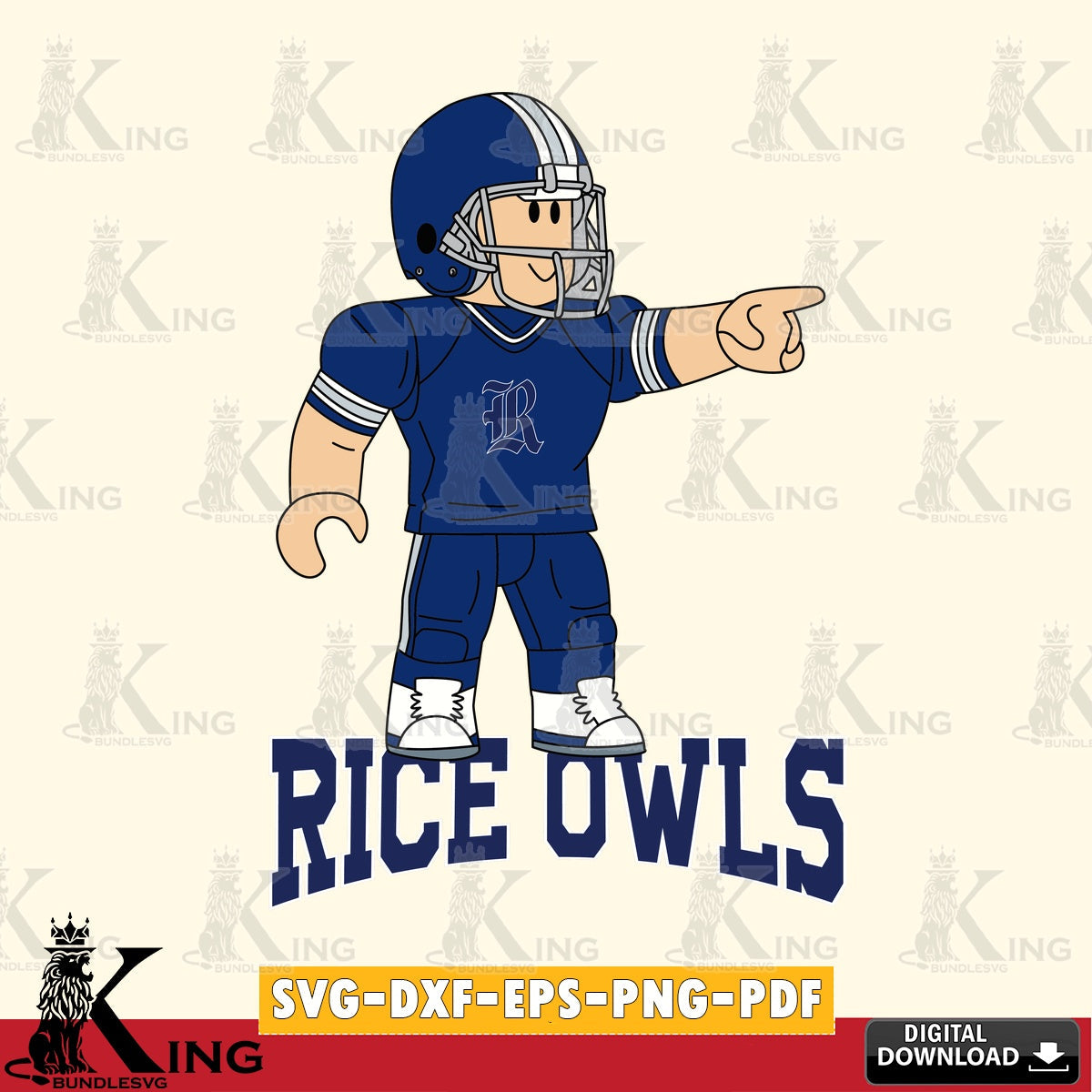 Rice Owls Roblox Player Football SVG file , NCAA Cricut,  File cut , Digital Download , PDF File