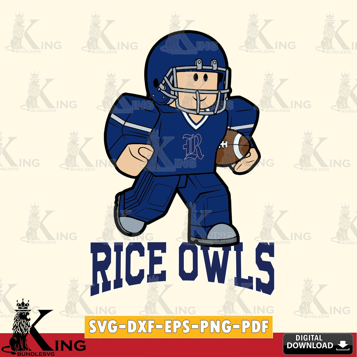 Rice Owls Roblox Player Rugby SVG file , NCAA Cricut,  File cut , Digital Download , PDF File