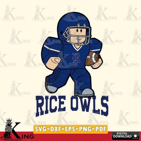 Rice Owls Roblox Player Rugby SVG file , NCAA Cricut,  File cut , Digital Download , PDF File