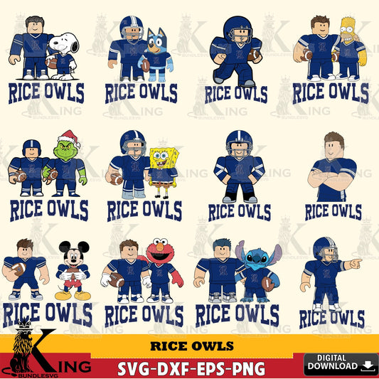 Rice Owls Roblox With Friends football NCAA Bundle SVG file , NCAA Cricut,  File cut , Digital Download , PDF File