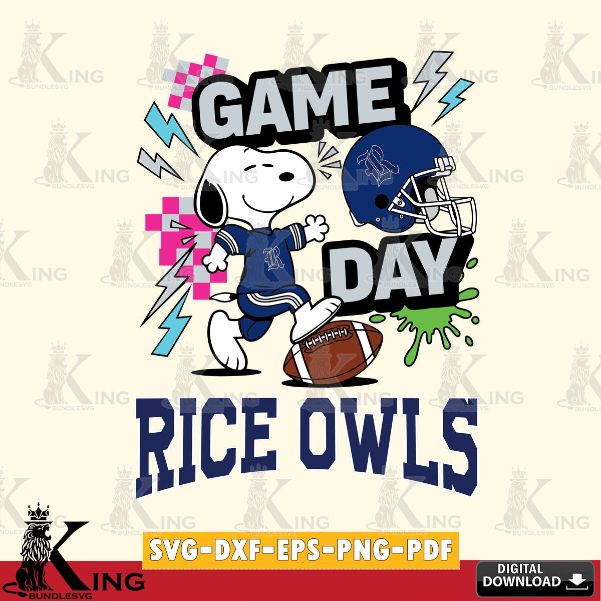 Rice Owls Snoopy Game day SVG, Cricut, Cut file  , Digital Download , Instant Download, Peanuts svg, NCAA svg, Football svg, Sport svg