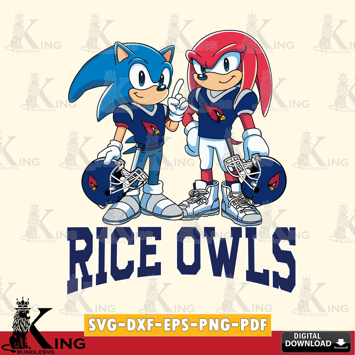 Rice Owls Sonic And Knuckles Football SVG file, Vector , Digital Download , PDF File , Instant Download