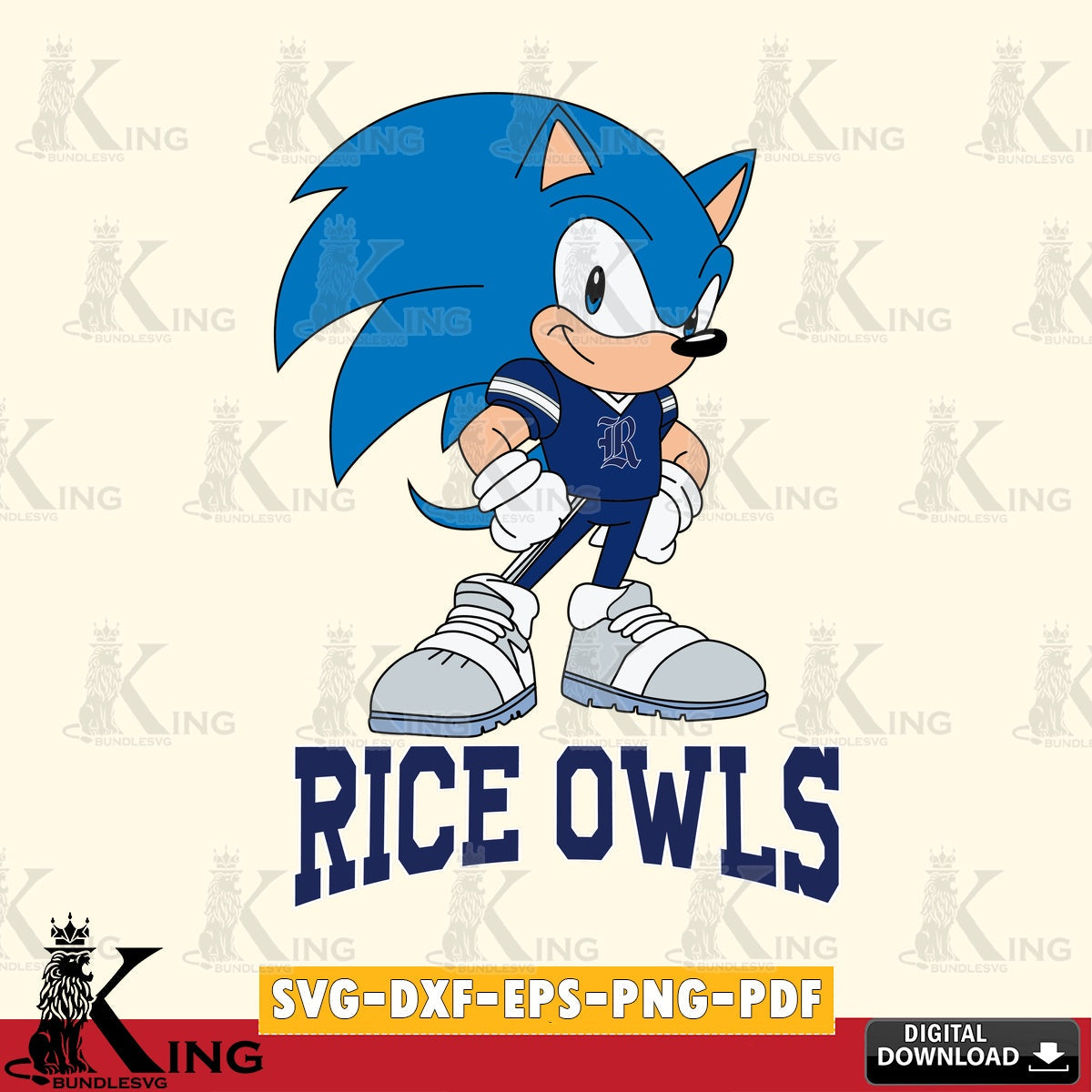 Rice Owls Sonic Football Star Mascot SVG file, Vector , Digital Download , PDF File , Instant Download