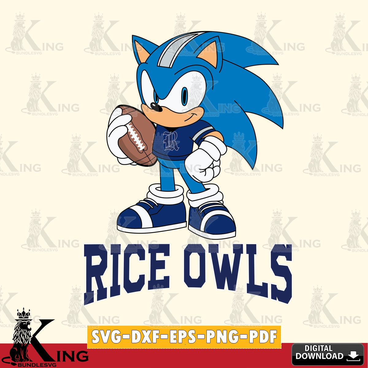 Detailed illustration of Rice Owls Sonic Game Day Ready, printable vector design for sublimation and crafts