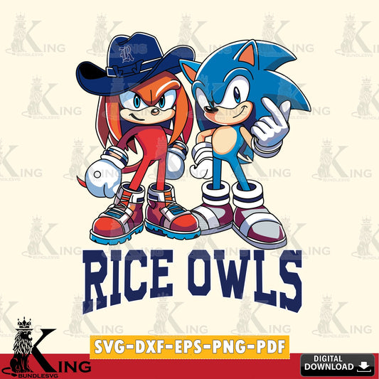 Rice Owls Sonic & Knuckles Football Mascot SVG file, Vector , Digital Download , PDF File , Instant Download